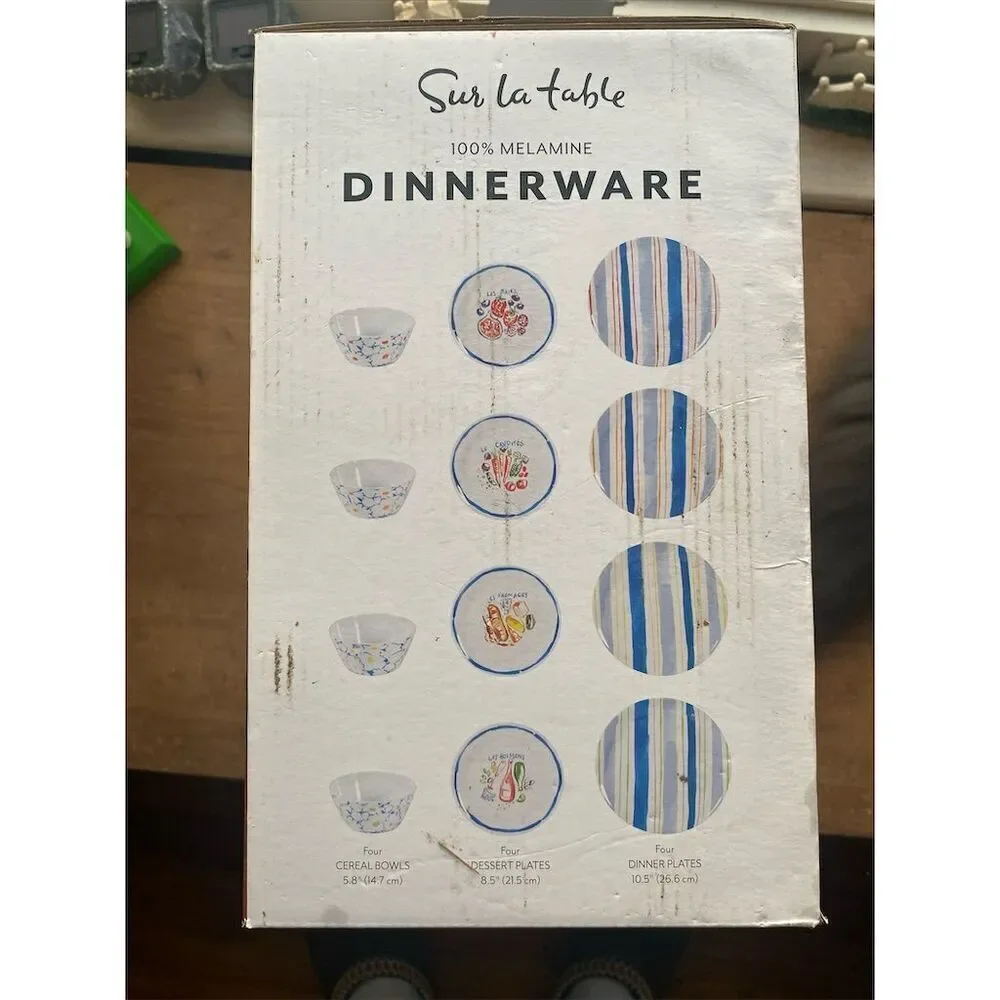 Sur La Table 12-Piece Multicolor Melamine Dinnerware Set 4 Place Settings